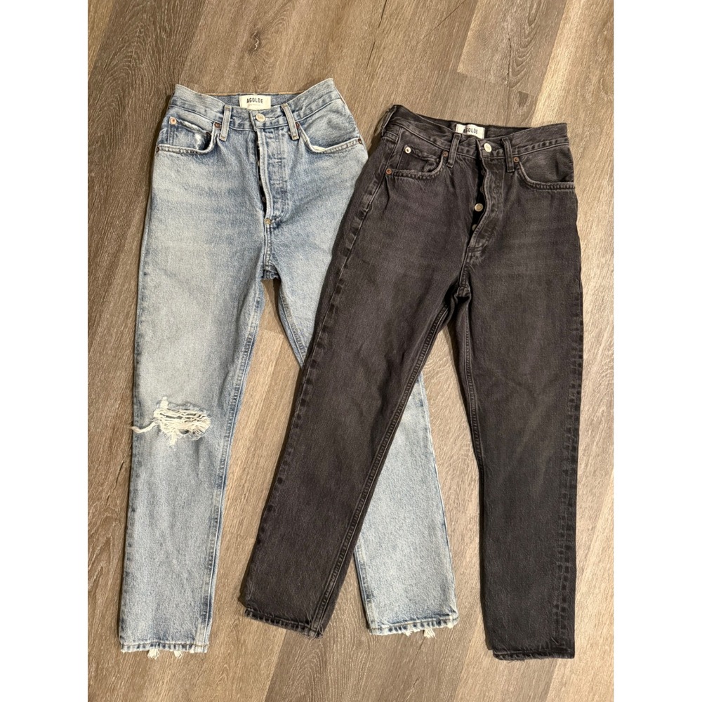 AGOLDE Riley High Rise Straight Leg Jeans Lot of 2 Blue /Black Size 23